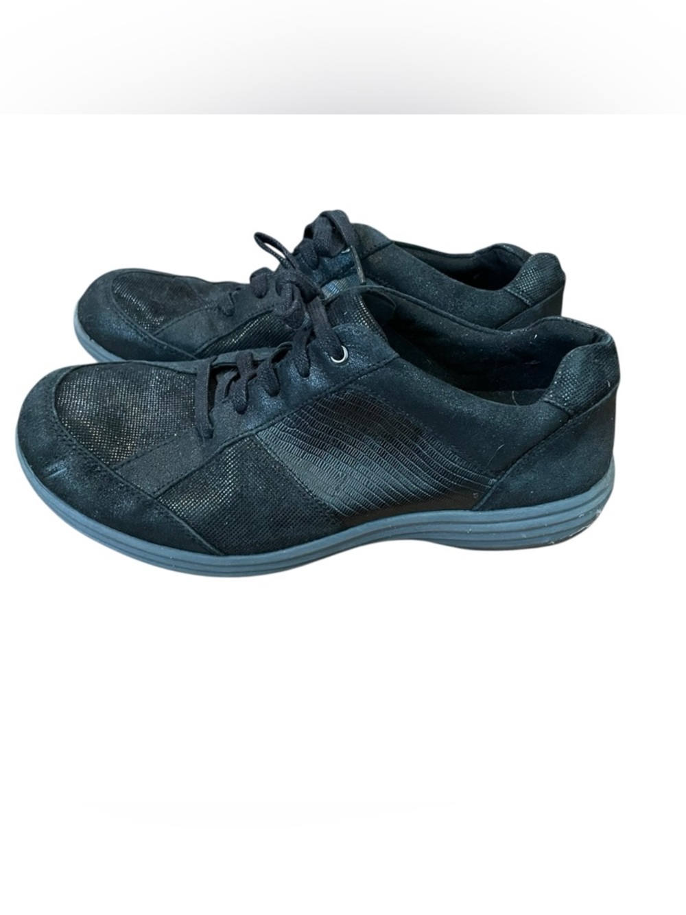 Aravon Walking Sneakers Black Leather Lace Up Comfort Shoes Women Size 10 Wide